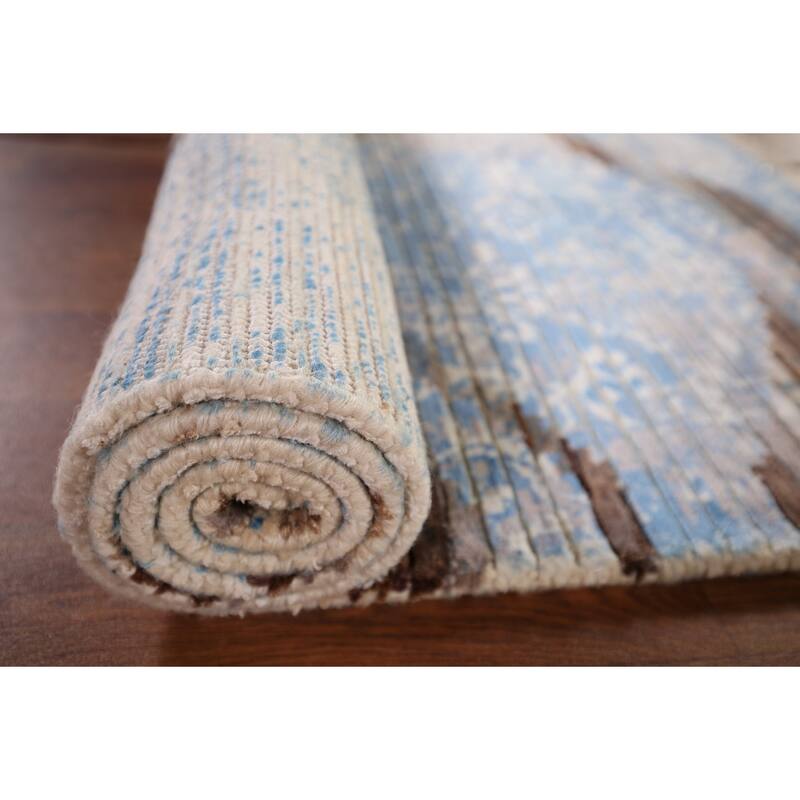 Striped Modern Abstract Accent Rug Hand-Knotted Wool Carpet - 2'9" x 5'0"