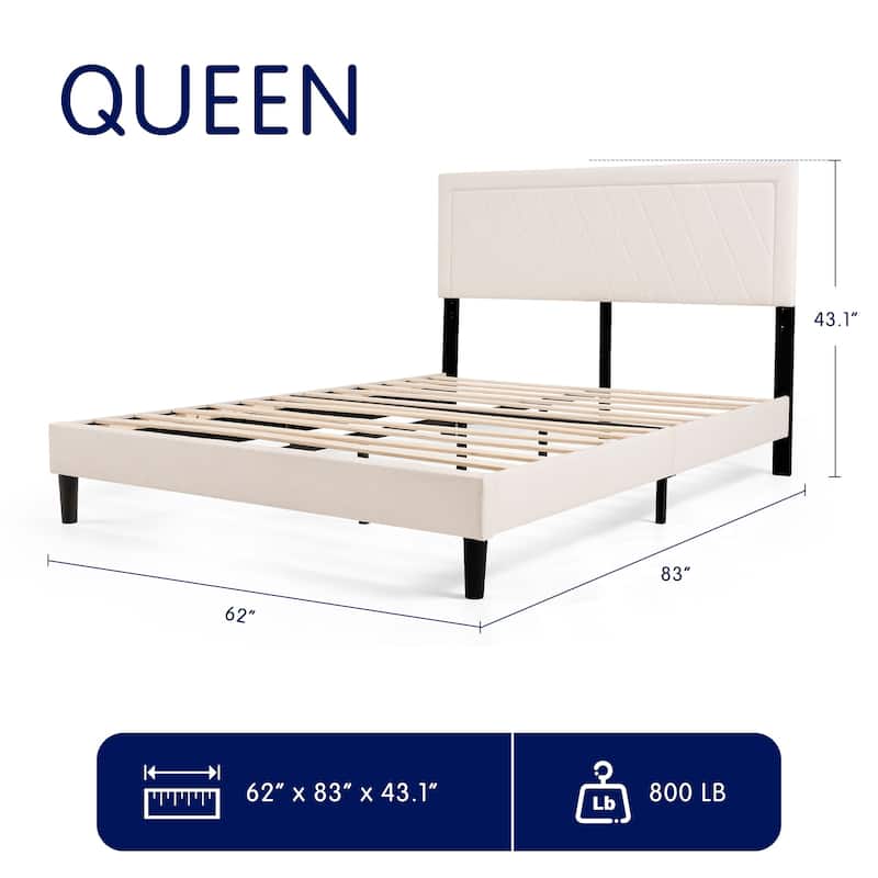 Subrtex Modern Upholstered Bed Frame,Solid wood Platform,No Box Spring Needed