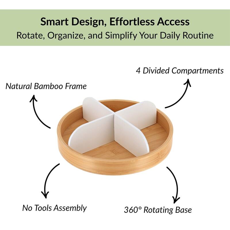 Rotating Bathroom Organizer 4 Compartments - 9.75 L x 9.75 W x 3.25 H
