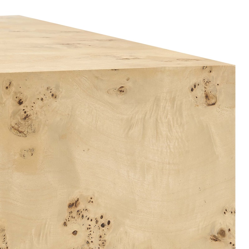 Cosmos 16" Square Burl Wood Side Table - N/A