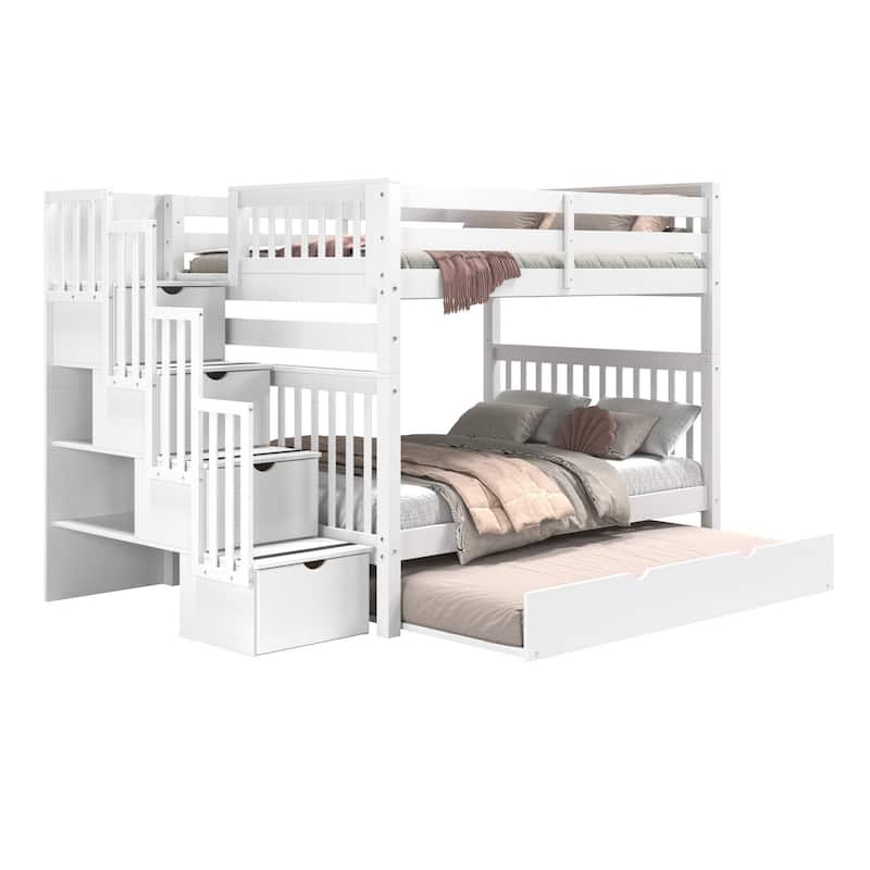 Taylor & Olive Trillium Full over Full Stairway Bunk Bed, Twin Trundle