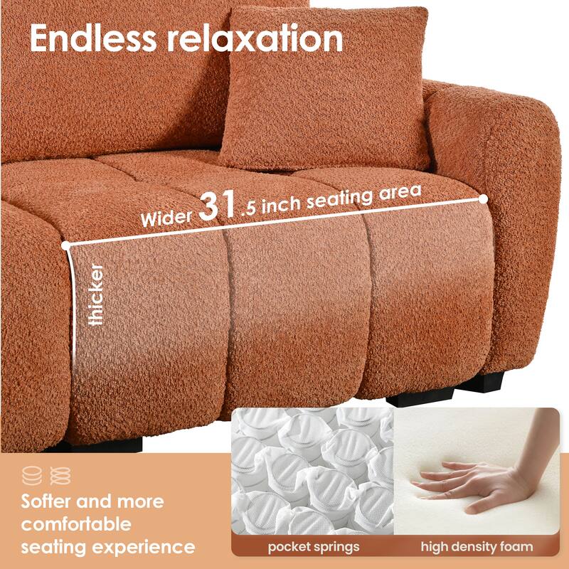 Roomfitters 110" Modular Sectional Sofa, L Shaped Couch with Extra Large Seat, Movable Ottoman, Boucle Upholstery