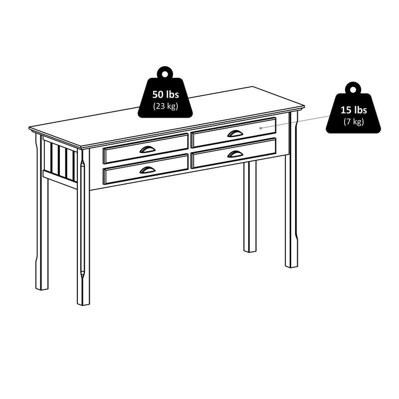 Timber ConsoleTable, Black - 47.56 x 15.98 x 29.06 inches
