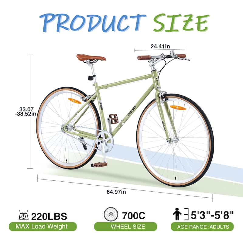 Single Speed Retro style 700C Road Bike For men women's City Bicycle, Steel Frame