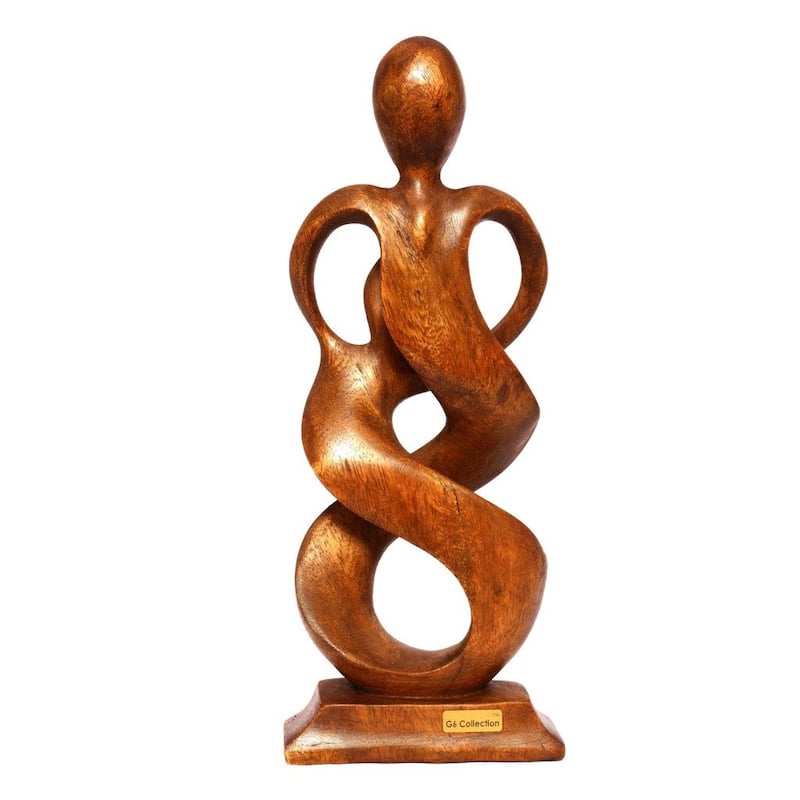 12" Wooden Handmade Abstract Sculpture Statue Handcrafted "Entwined Spirits" Gift Home Decor Figurine Decoration Hand Carved