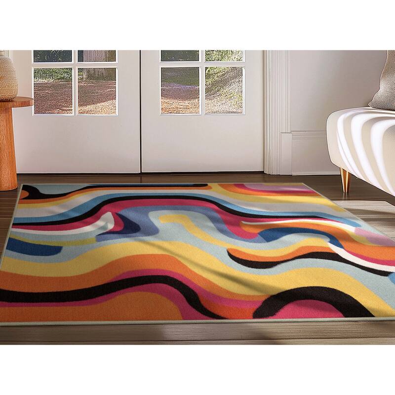Well Woven Apollo Eternal Modern Abstract Bright Flat-Woven Area Rug - 3'3" x 5' - Multi