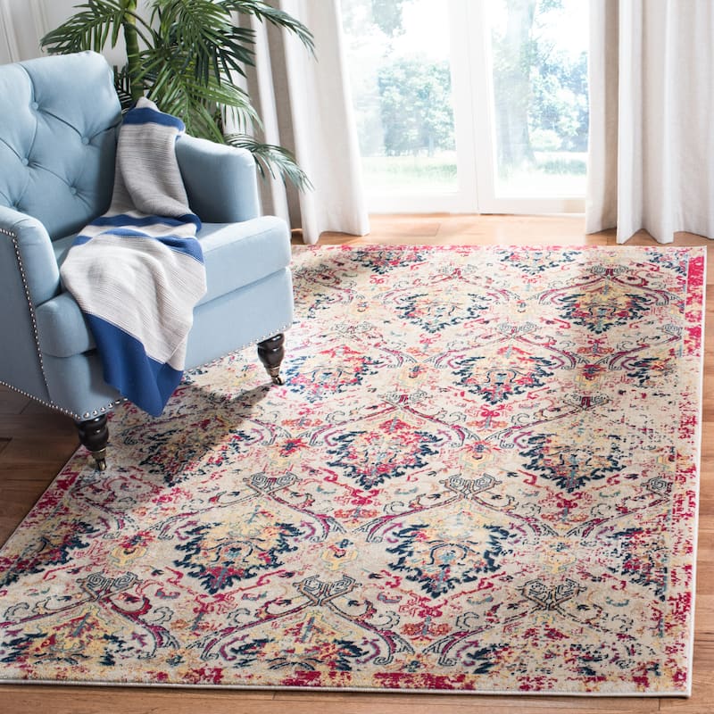 SAFAVIEH Evoke Jakobine Vintage Boho Rug - 5'1" x 7'6" - Ivory/Fuchsia