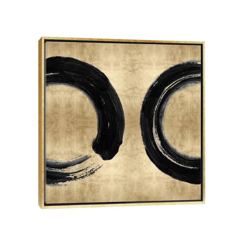 iCanvas "Black Zen Circle on Gold II" by Ellie Roberts Framed Canvas Print - Gold - 26x26