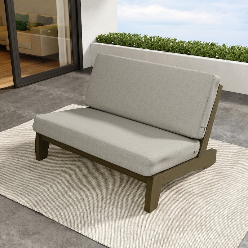 Outdoor Furniture Teak Wood Armless Loveseat Sofa With Cushion