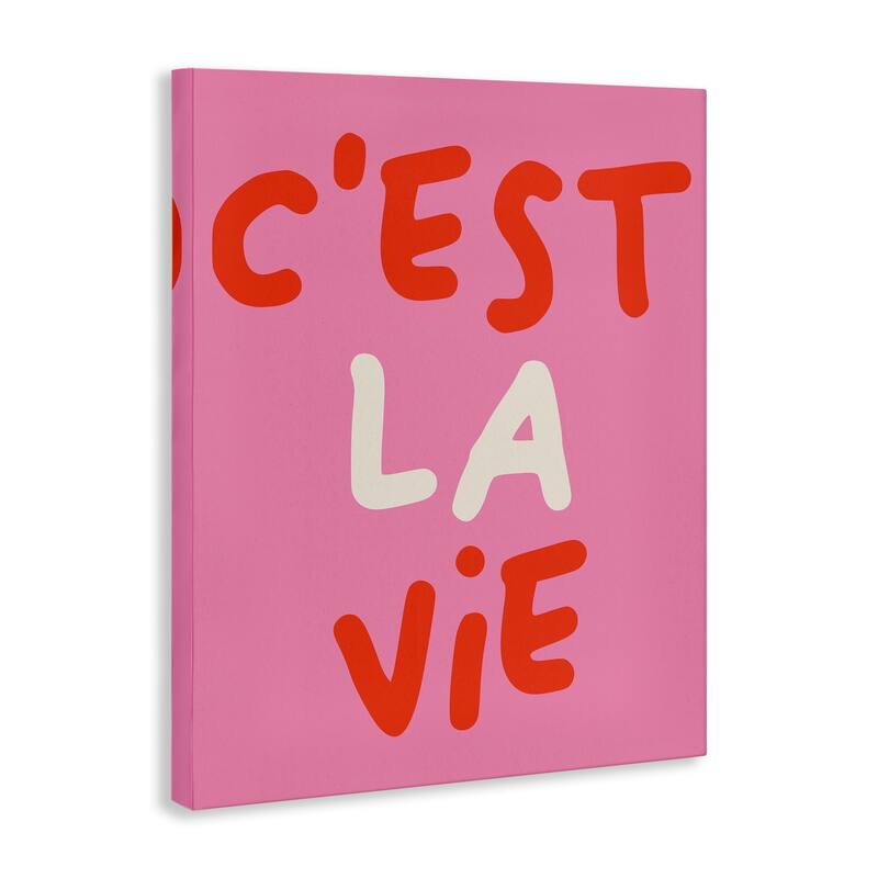 Stupell C'est La Vie on Pink Canvas Wall Art Design By House of Lulu
