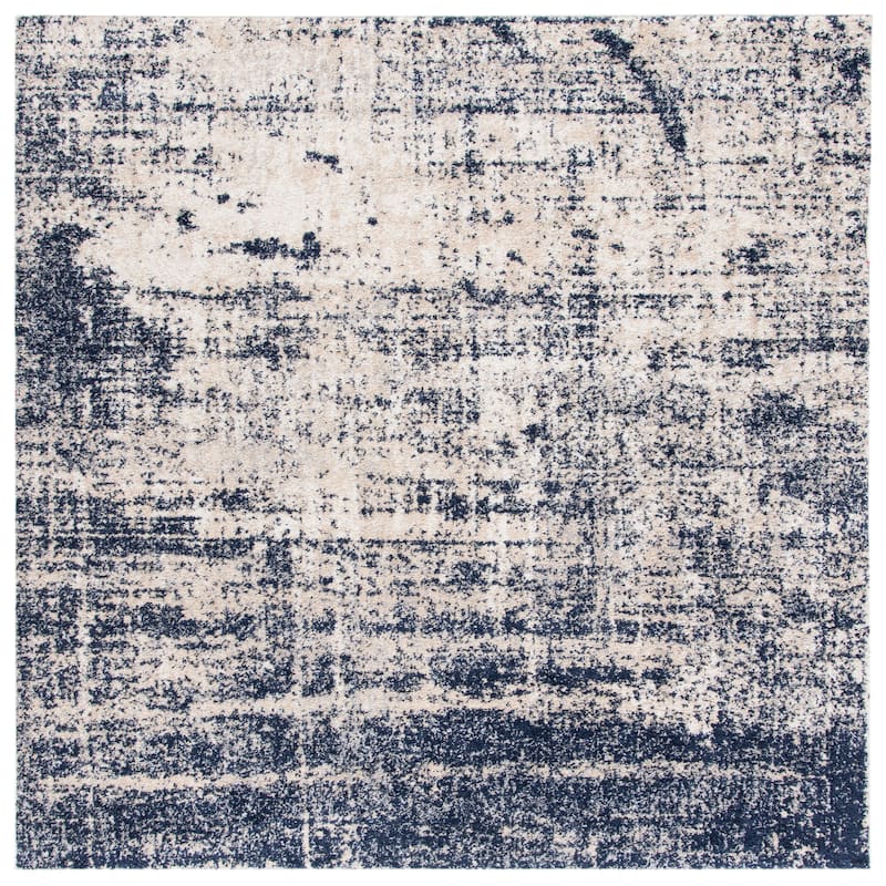 SAFAVIEH Adirondack Lida Modern Abstract Distressed Rug - 8' Square - Gold/Navy - Square