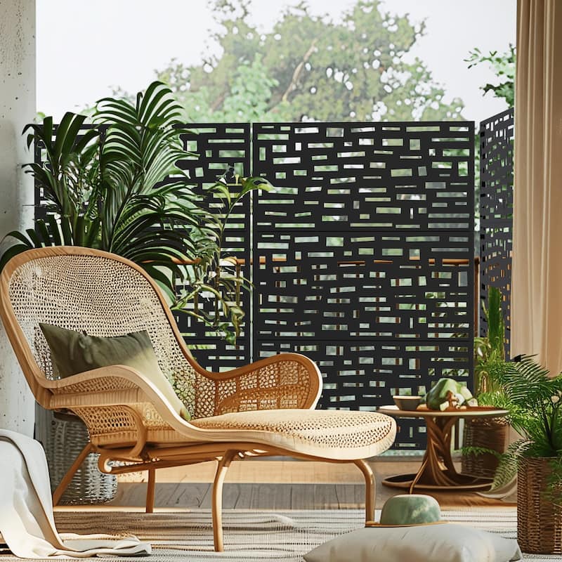 Outdoor Privacy Screen Metal Privacy Screen Panel Free Standing - 72*47
