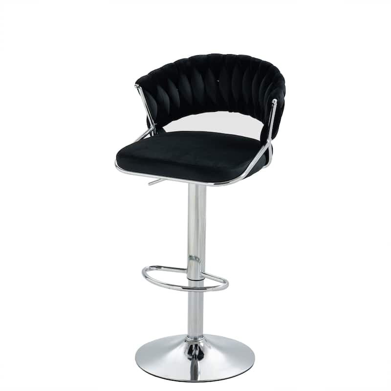 Set of 4 Modern Velvet Adjustable Bar Stools with Backs