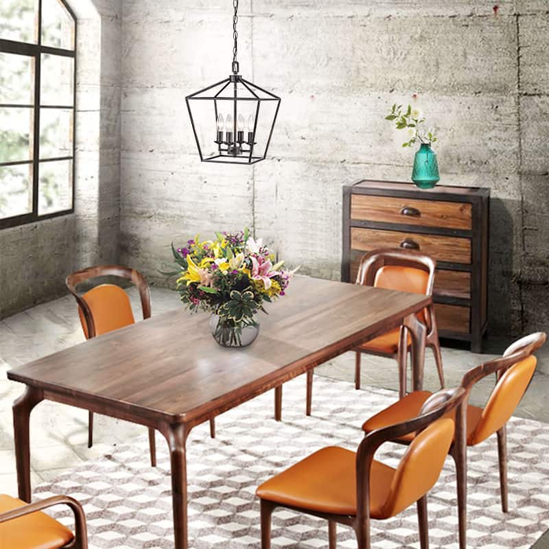 Ashley Antique Black 4-light Iron Cage Chandelier