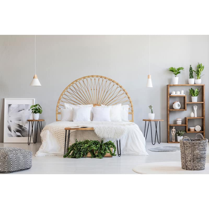 Rattan Headboard with Sunrise Design