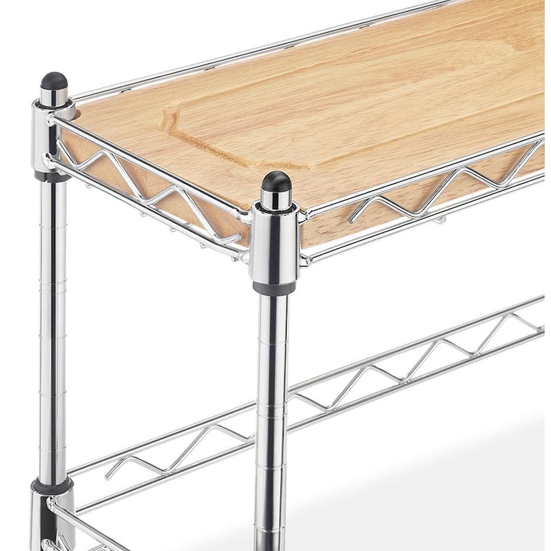 Whitmor Supreme Sink Shelf - Multiuse Organizer - Wood and Chrome