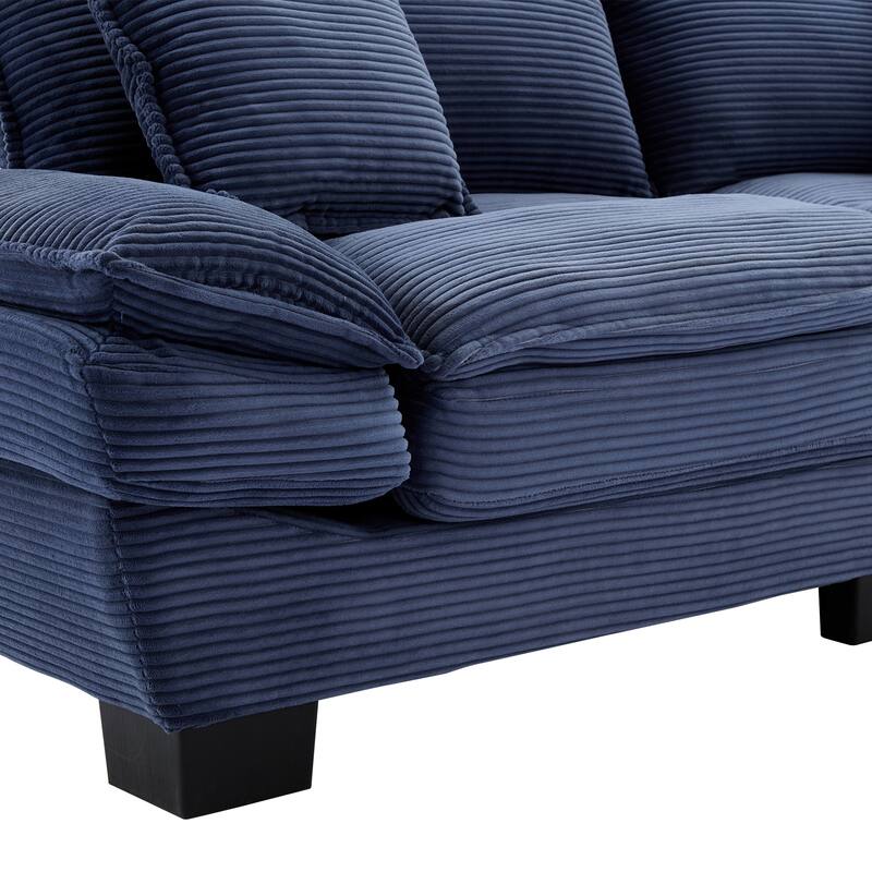 84-Inch Corduroy Sofa with Double Layer Cushion and 2 Extra Pillows for Living Room or Guest Room