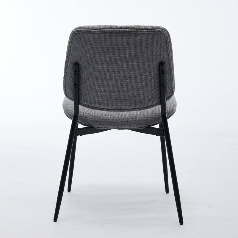 2 Piece Linen Dining Chair Set with Metal Legs, Curved Backrest Dining Room Chair Indoor Lounge Side Chair