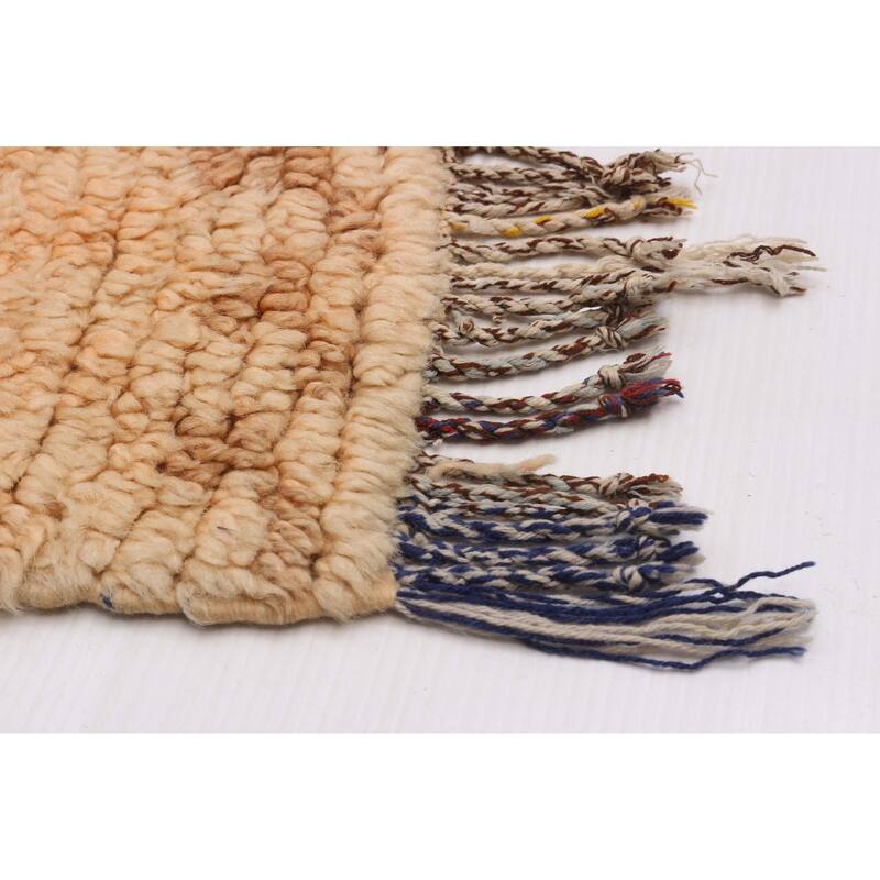 ECARPETGALLERY Hand-knotted Beni Ourain Beige Wool Rug - 4'2 x 5'6