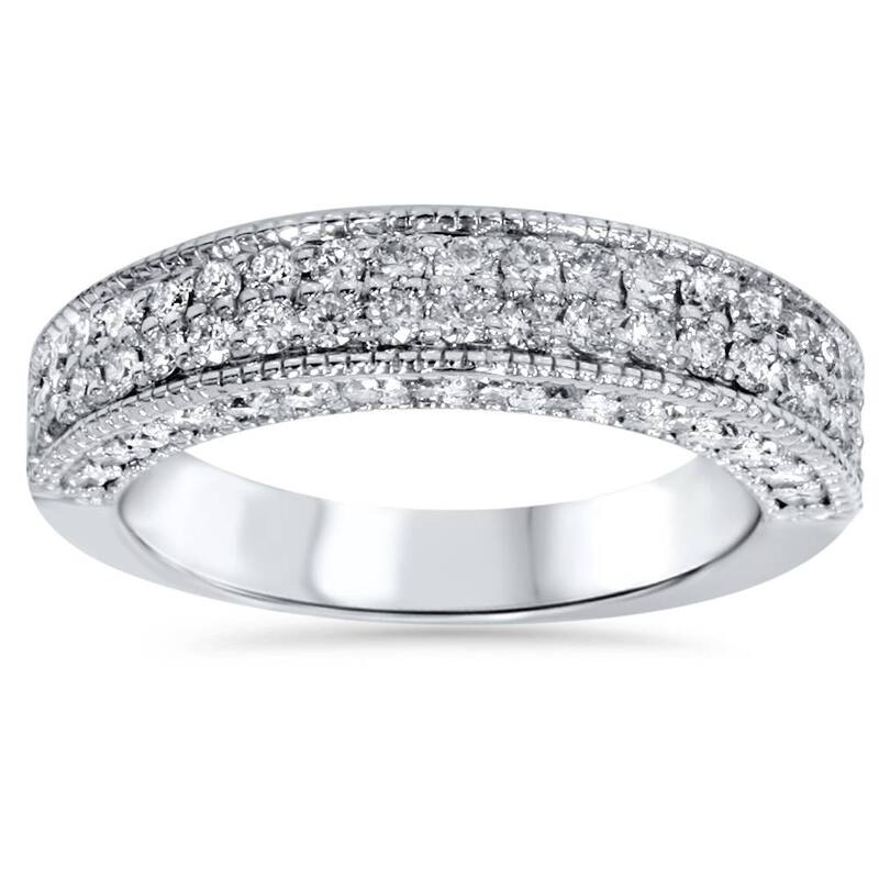 1 1/10ct Pave Diamond Wedding Ring White Gold