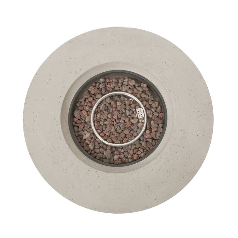 Burchett Outdoor Acacia Wood and Round Wicker 5 Seater Sectional Sofa Chat Set with Fire Pit by Christopher Knight Home