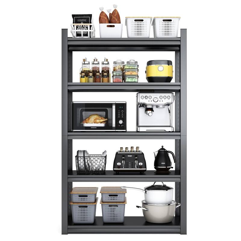 5-Tier Adjustable Heavy Duty Metal Storage Shelves, Black, 72/78"H