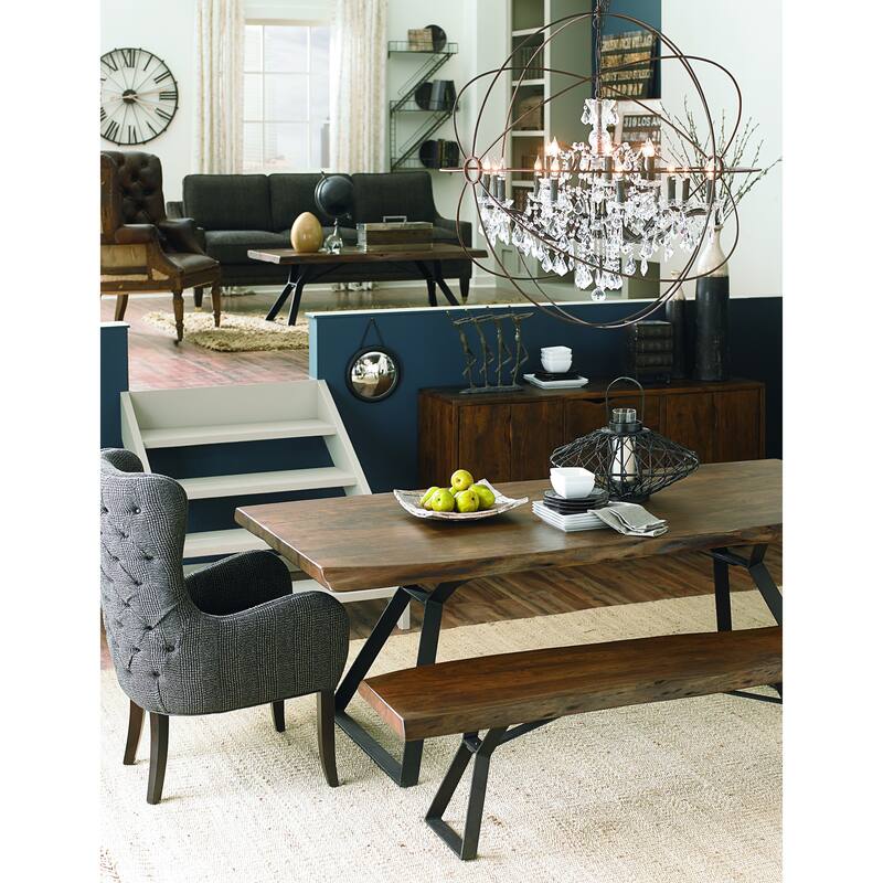 Nottingham 90-Inch Acacia Wood Dining Bench in Walnut Finish