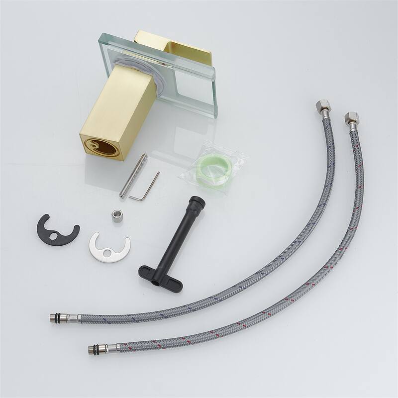 Single Handle Waterfall Bathroom Faucet with LED Light Bathroom Sink Basin Faucets