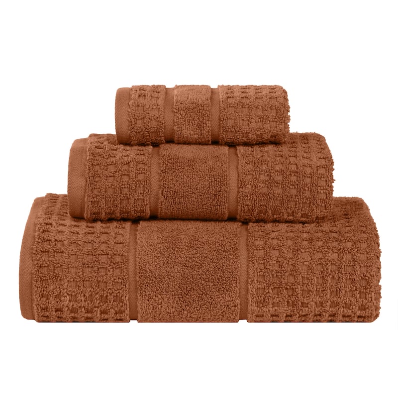 Superior Napa Zero Twist Cotton Waffle 3 Piece Bathroom Towel Set