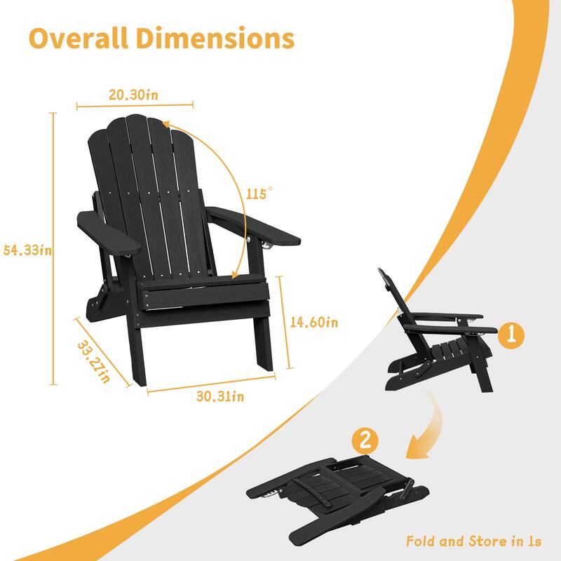 Clihome HIPS Folding Patio Adirondack Chair