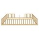preview thumbnail 26 of 45, Twin Size Kids Bed Frame, Double Twin Floor Bed with Fence Guardrails