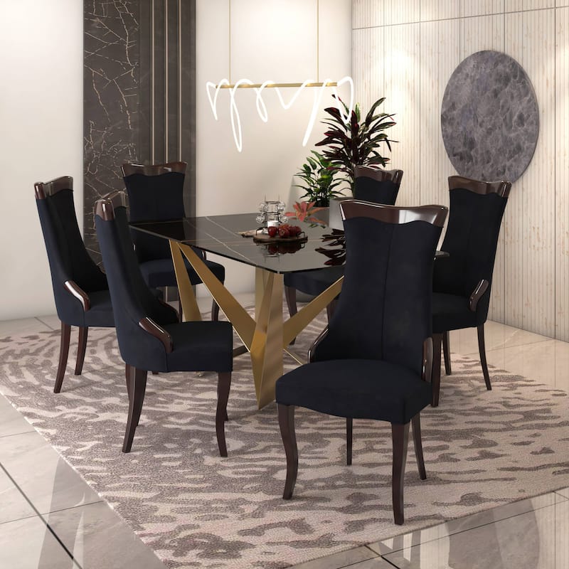 Novara Dining Chair with High-Back Design and Rubberwood Legs Set of 2