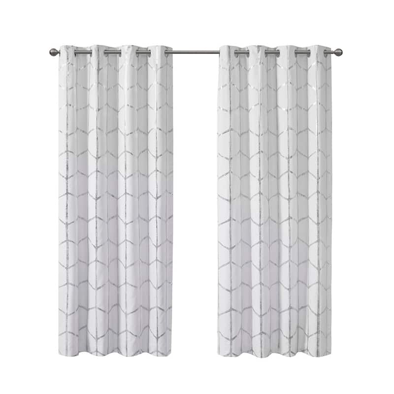 Total Blackout Metallic Print Grommet Top Curtain Panel(Only 1 Pc Panel)