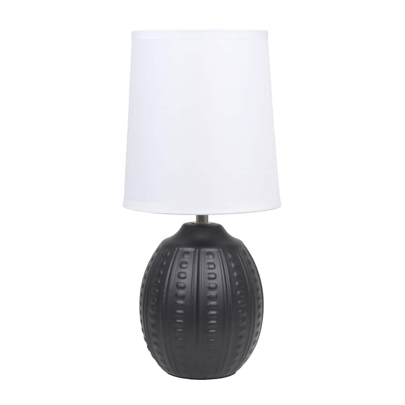 Ceramic Oval Table Lamp with Fabric Shade for Bedroom, Living Room - 6 x 6 x 13 in. (L x W x H) - Black