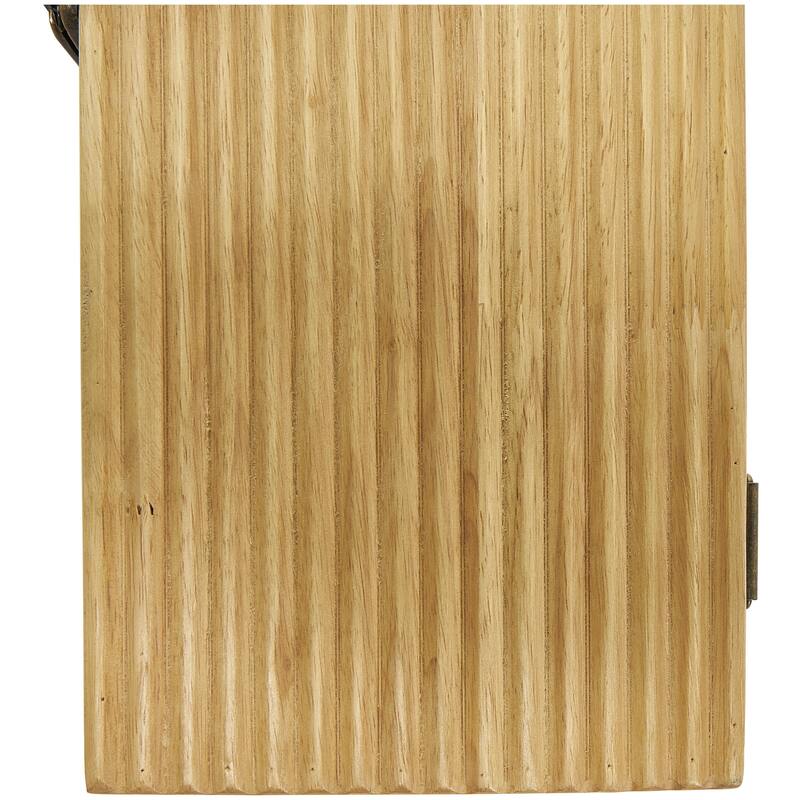 Wood Carved Linear Decorative Box - Set of 2 Light Brown - Roche River Decor