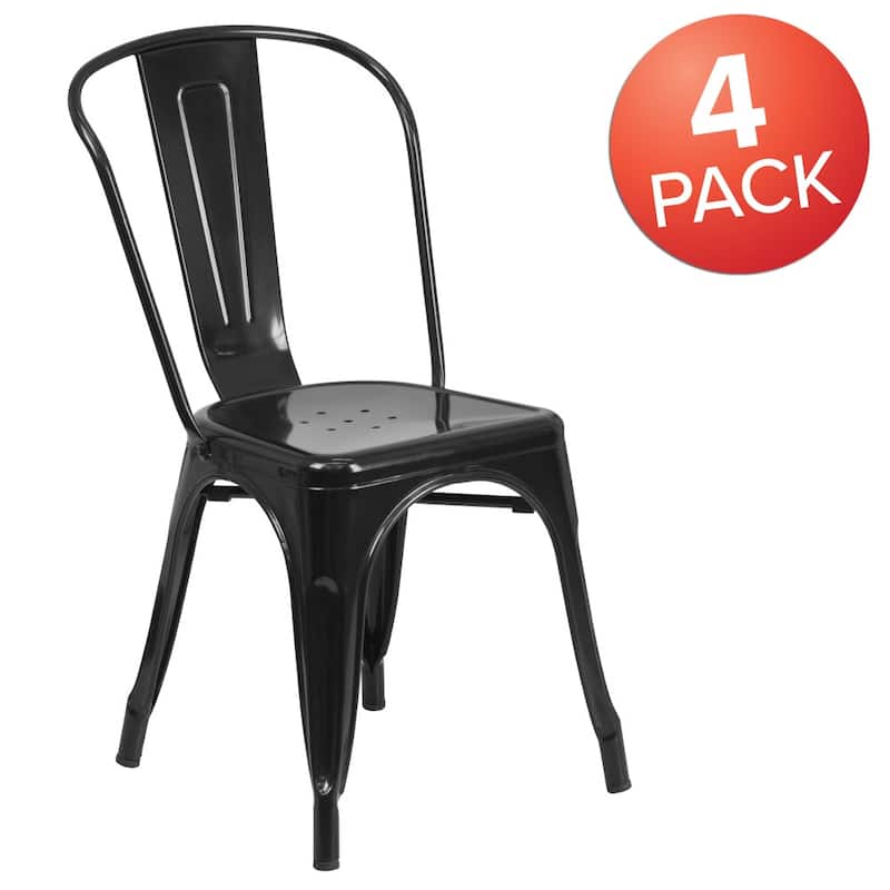 Metal Indoor/ Outdoor Stackable Bistro Chair (Set of 4)