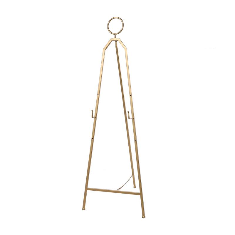 Metal Tall Adjustable Minimalistic Tabletop Display 3 Tier Easel with Circular Ring Top - Gold - Roche River Decor - 18"W, 52"H