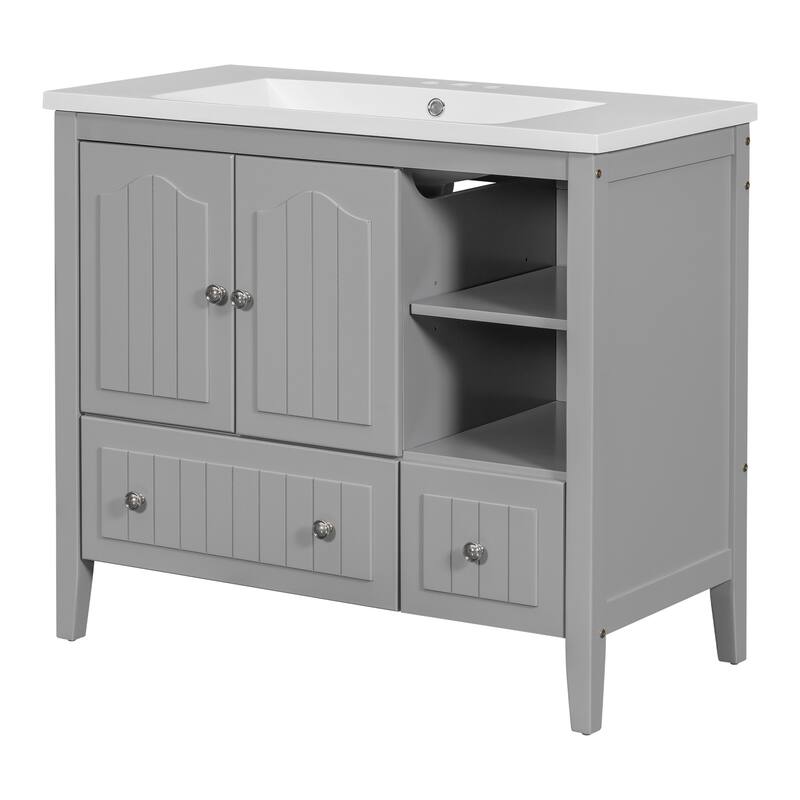 36" Bathroom Vanity with Solid Wood Frame