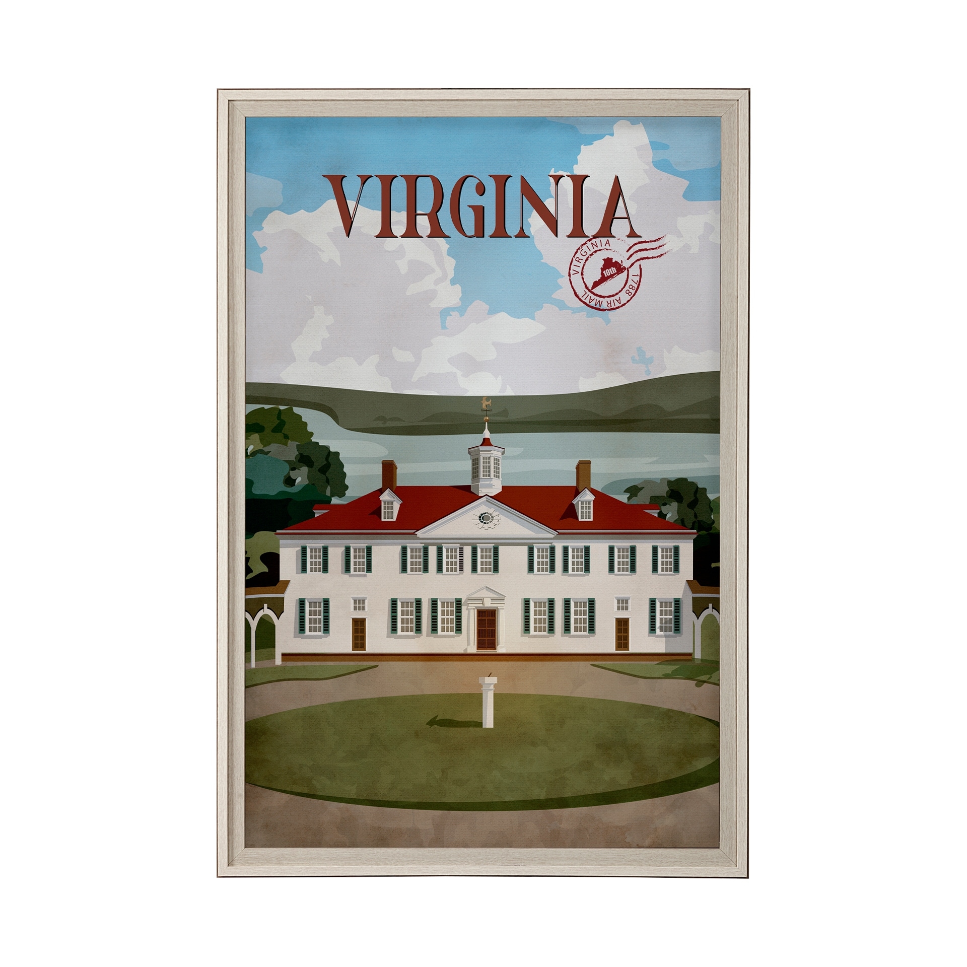 Virginia Go USA (XL) by Mercana Studio a Hand Embellished Decograph Framed Art Print under Glass