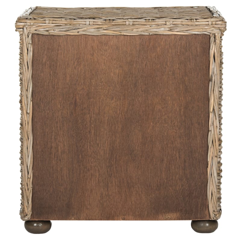 SAFAVIEH Epiphanie Wicker One Drawer Natural Kubu Grey Nightstand