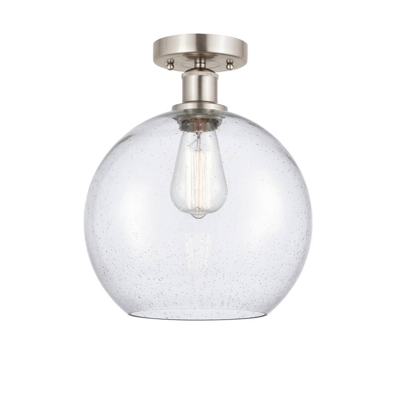 Innovations Lighting Edison Athens - 1 Light 10" Semi-Flush Mount - Seedy/Brushed Satin Nickel