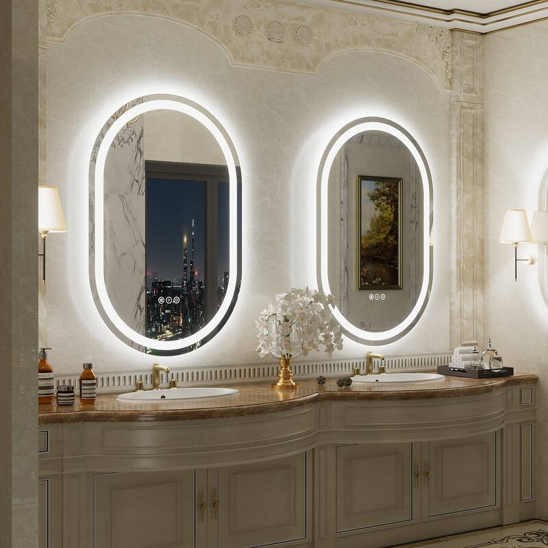 UL Certified Oval LED Lighted Anti-fog Wall Bathroom Vanity Mirror