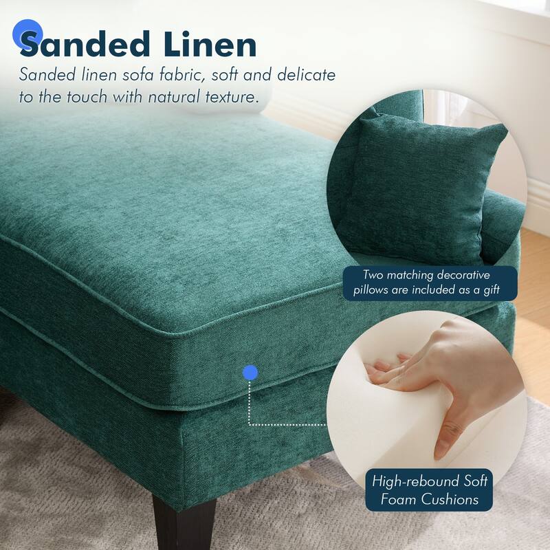 HOMEFUN Linen Upholstered U-Shaped 4-seater Tufted Wood Frame Sectional Sofa with Side Pocket