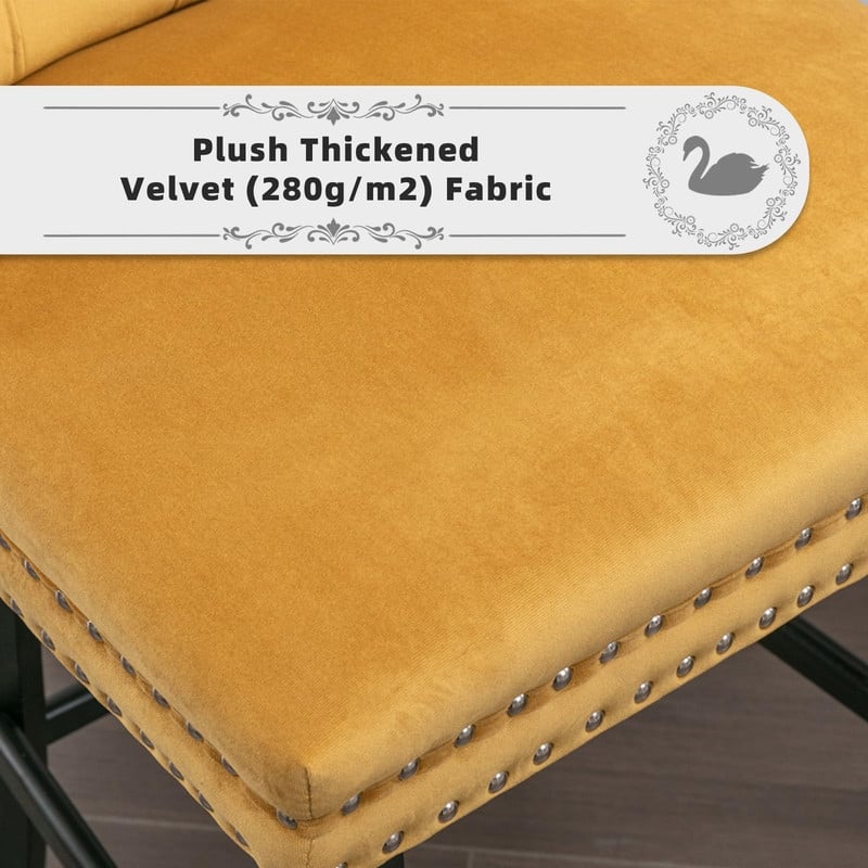 Wing Back Velvet Tufted Nailhead Barstools(Set of 6)