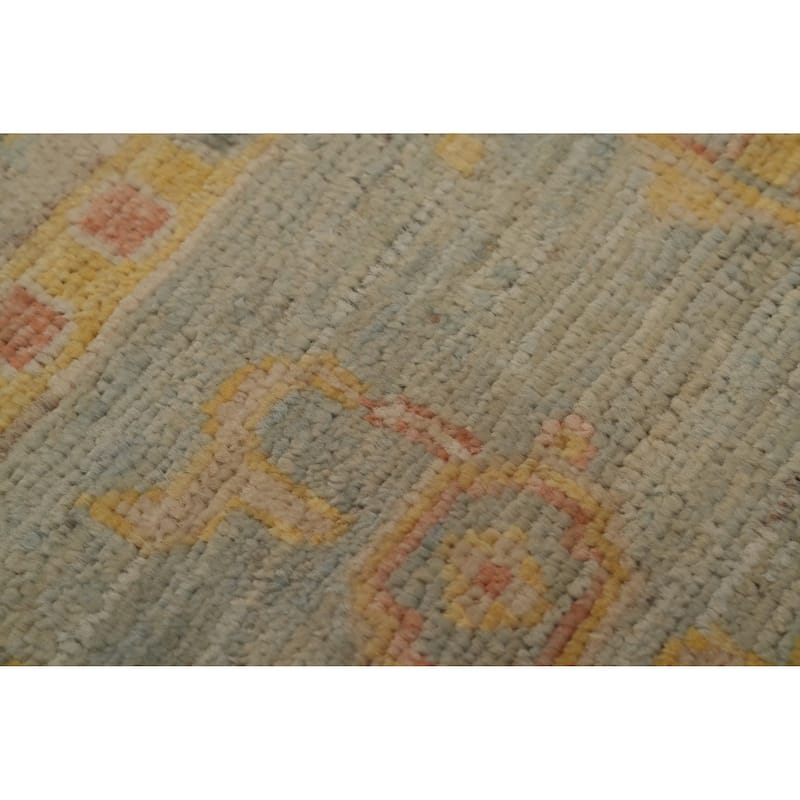 Hand Knotted Oriental 100% Wool Carpet Transitional Floral Navy Blue & Blues Oushak Area Rug - 5' 3'' X 3' 7''