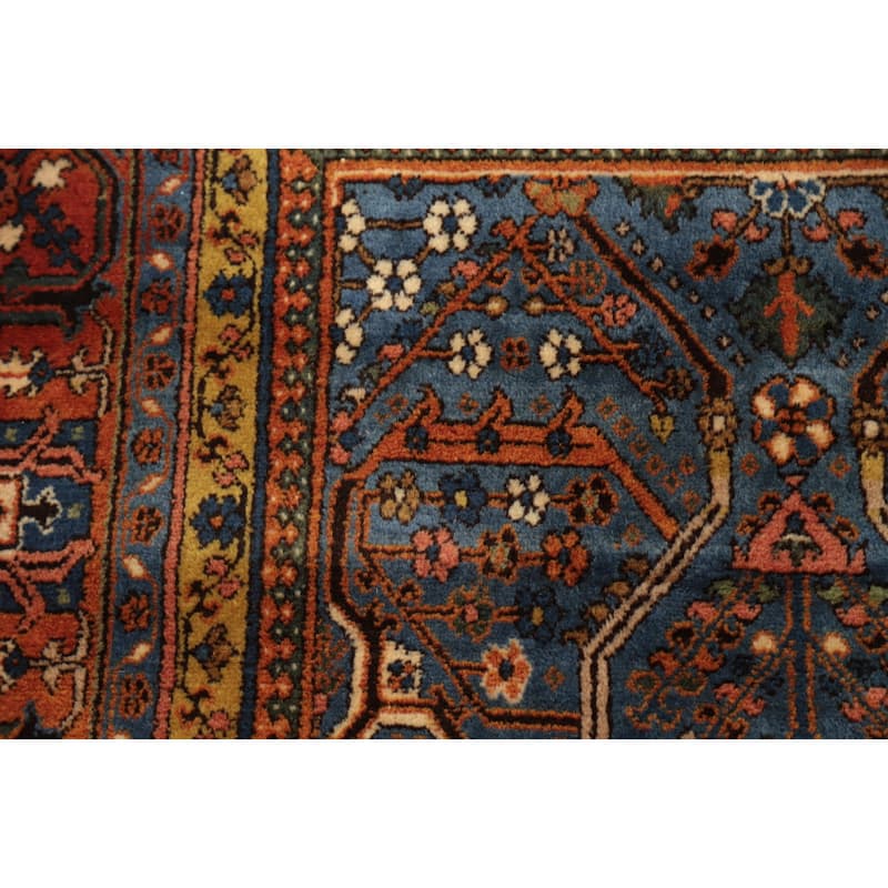 Hand Knotted Oriental 100% Wool Carpet Traditional Geometric Navy Blue & Blues Tabriz Area Rug - 10' 9'' X 7' 3''