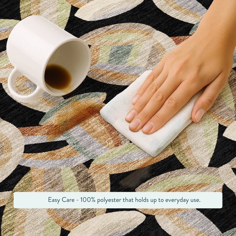 Machine Washable Indoor/ Outdoor Modern Heli Chantille Rug