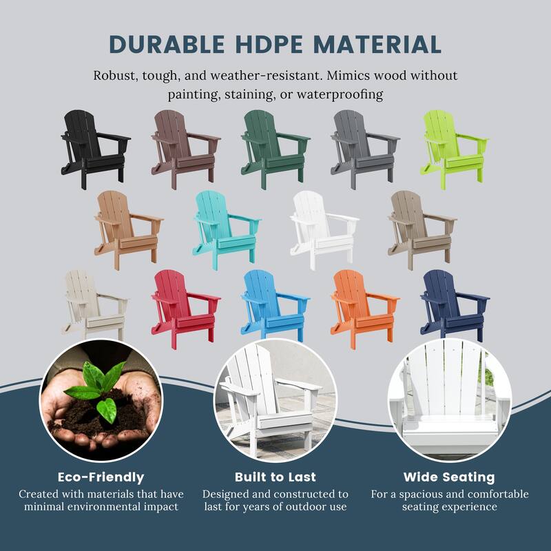 Laguna Hdpe All Weather Outdoor Patio Foldable Adirondack Chairs (Set Of 8)