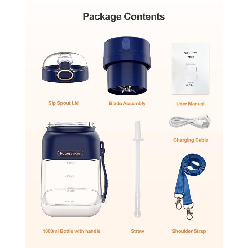 Portable USB-C Blender - Leakproof, BPA-Free, with Strap