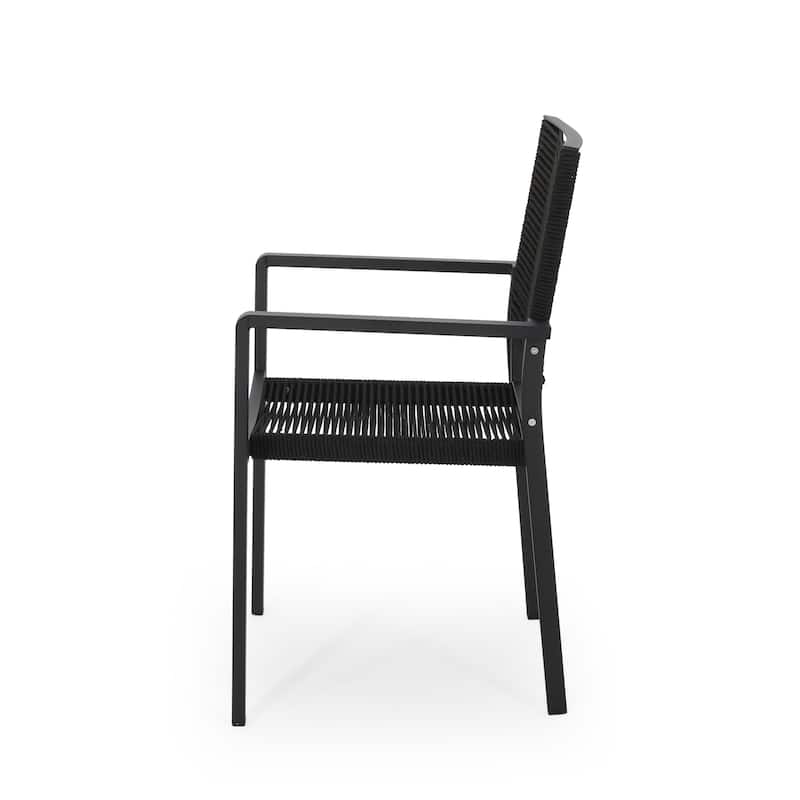 Outdoor Modern Aluminum Dining Chair with Rope Seat (Set of 2)